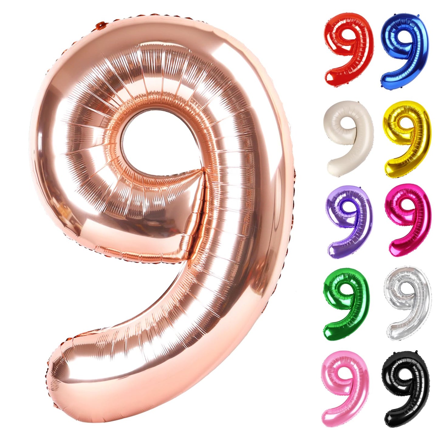 Rose Gold Number 9 Balloon 40 Inch, 9 Balloon Number, 9Th Birthday Decorations, Rose Gold Party Supplies For Boys Girls