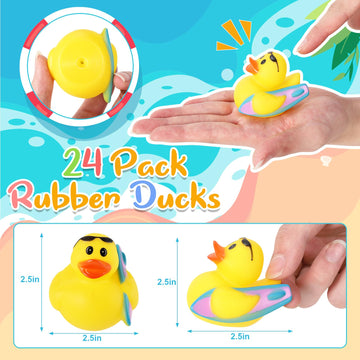 24 Pack Summer Rubber Ducks Jeep Ducks For Ducking Assorted Beach Ducks For Jeeps Duckies Games Bulk Ducks For Summer Holiday Pa