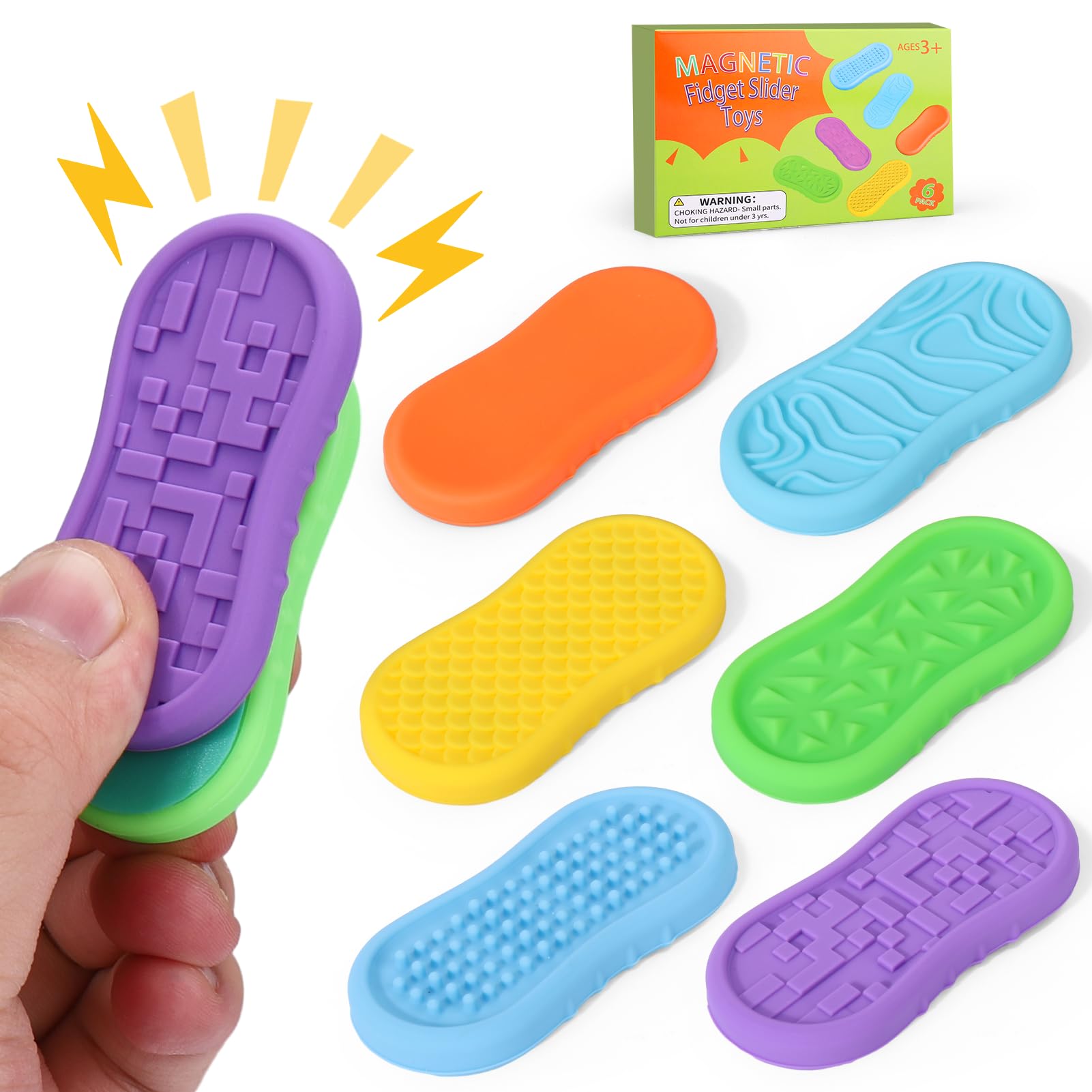 BUSOHA Silicone Magnetic Fidget Slider Toys - Relieve Anxiety Sensory Worry Stone Travel Toys for Calming,Stress,Autism and ADHD