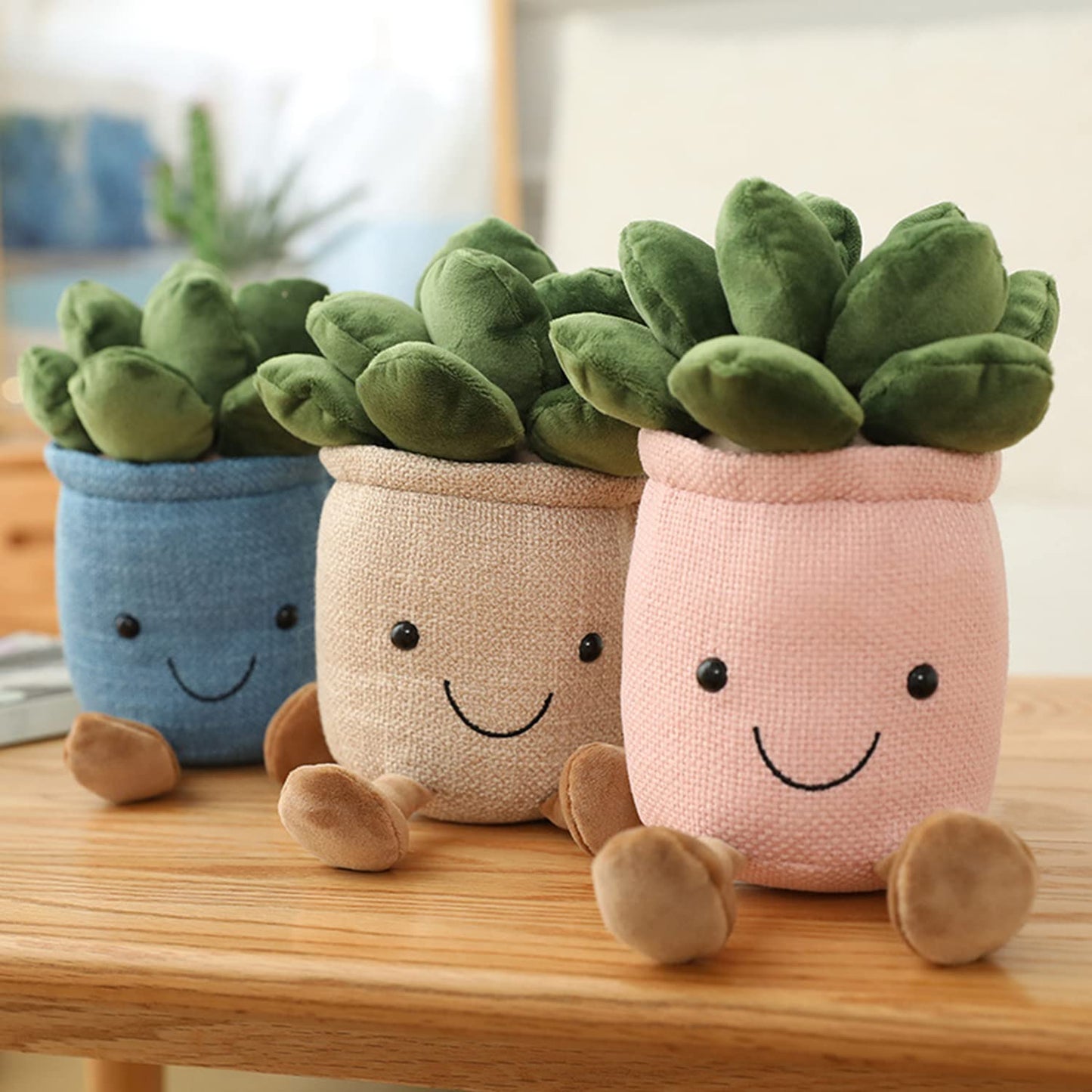 Evlooe 3Pcs Succulents Plush Toy, Cute Succulents Plushies, Stuffed Potted Plants Plush Doll, Soft Plush Succulent Gifts For Kid