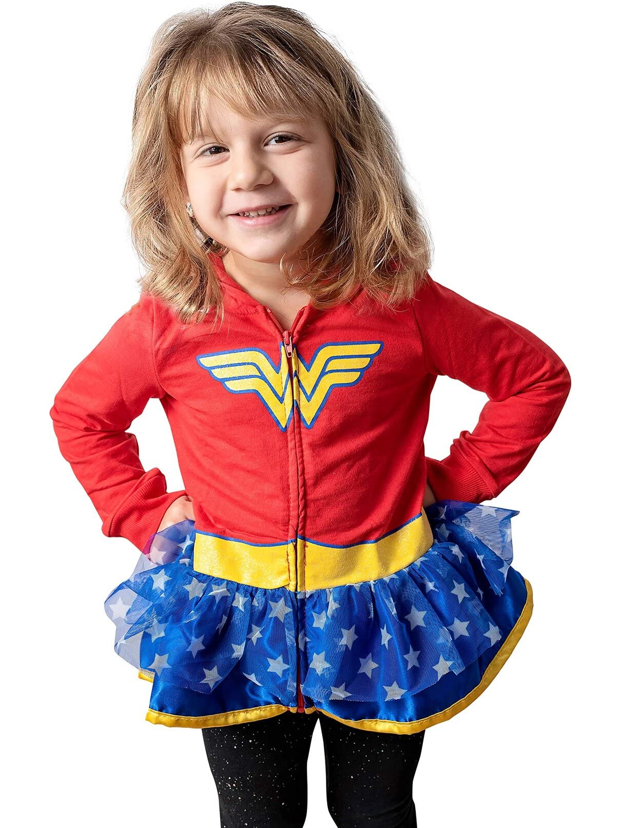 Warner Bros. Justice League Wonder Woman Little Girls Zip Up Costume Hoodie Red 7-8