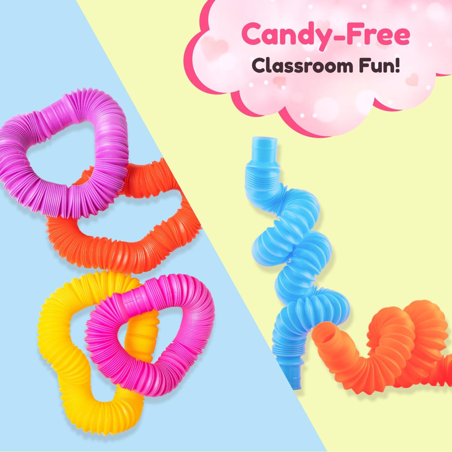 Funeta 30 Pack Fidget Pop Tubes, Valentines Day Cards For Kids School, Valentines For Kids Class, Toddler Valentines Day Gifts F