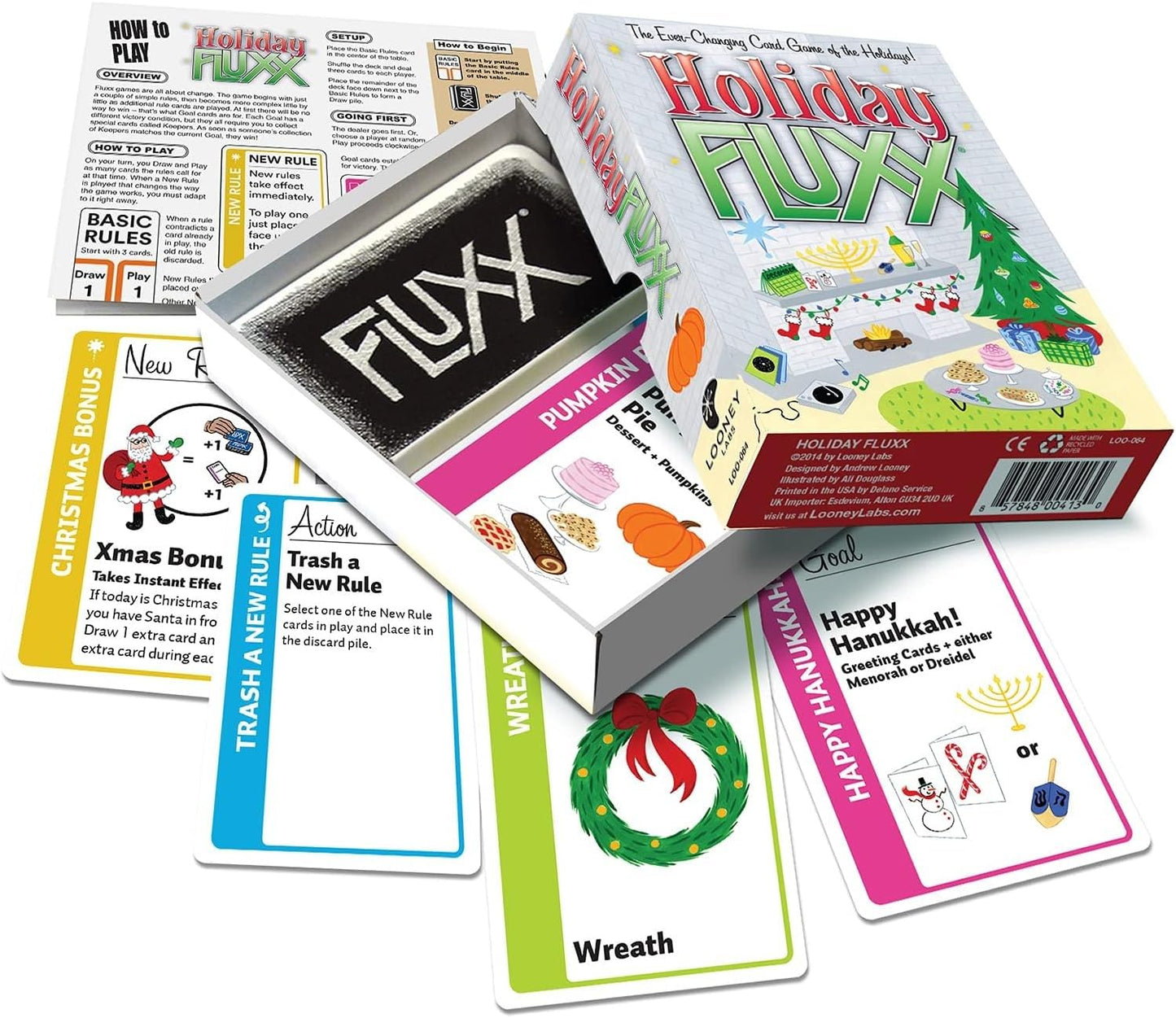 Looney Labs Holiday Fluxx Card Game - Multicolor, 2-6 Players, Cardstock, Model LON00064