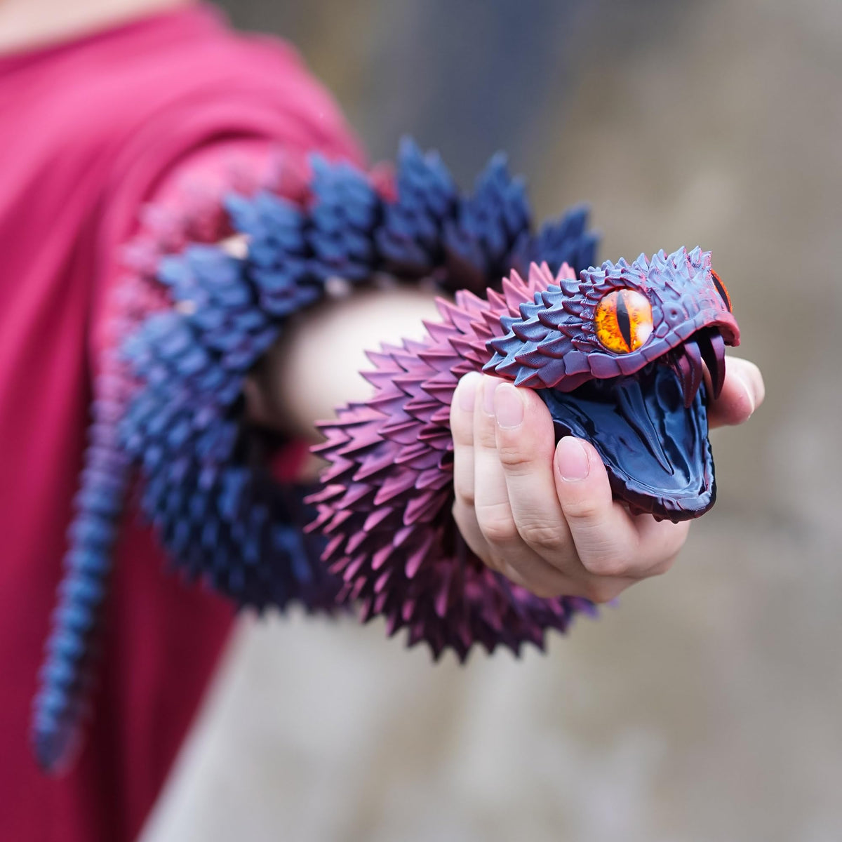 Super Large 3D Printed snake with a movable mouth,47.4inch,Flexible Realistic Articulated Animal Fidget Toys,Mystery Figurines G