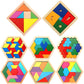 Jerify 8 Pack Wooden Hexagon Puzzles Children Educational Puzzle Blocks Shape Pattern Block Geometric Tangram Jigsaw For Kids Ad