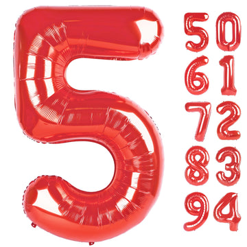 Red 5 Balloon, Number Balloon 40 Inch, For Red And Black Spiderman Freddys Superhero Party Supplies, 5Th Birthday Balloon Decora