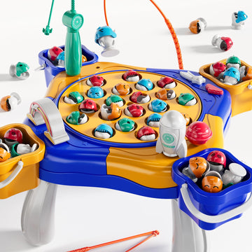 Niplooow Magnetic Fishing Game Toys Kids 3-5, Including 48 Fishes And 8 Fishing Poles Rotating Board Game With Music, Party Game
