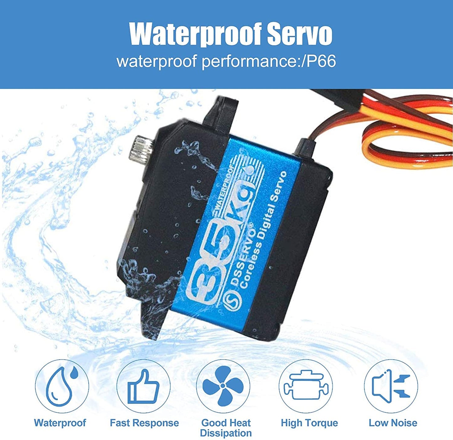 ANNIMOS 35KG Coreless Digital Motor Servo 7.4V High Speed High Torque Stainless Steel Gear Waterproof Standard Baja Servos 180 D