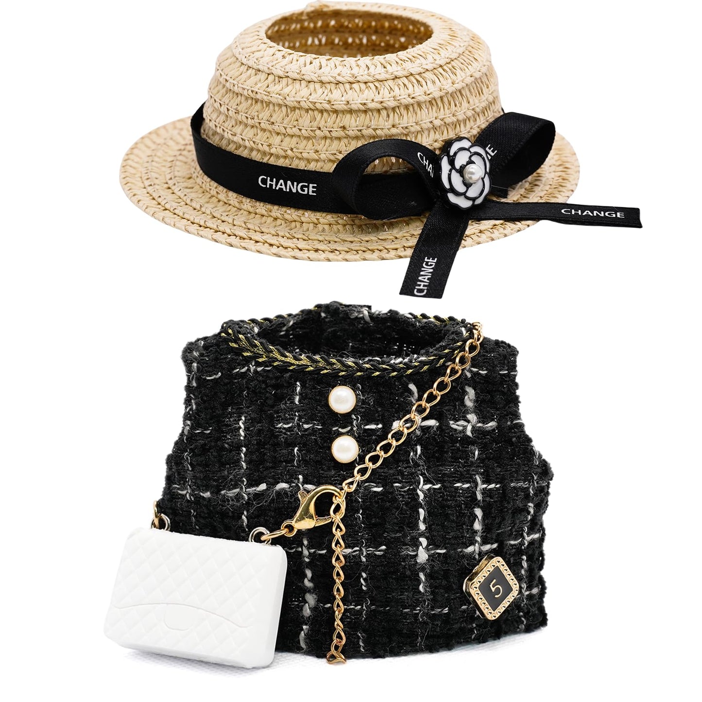 Clothes for 17cm Dolls  enhanced Dolls Accessories with elegant Chic Style Set High-End Fashion Outfit for Play & Display Black (Including Bag)