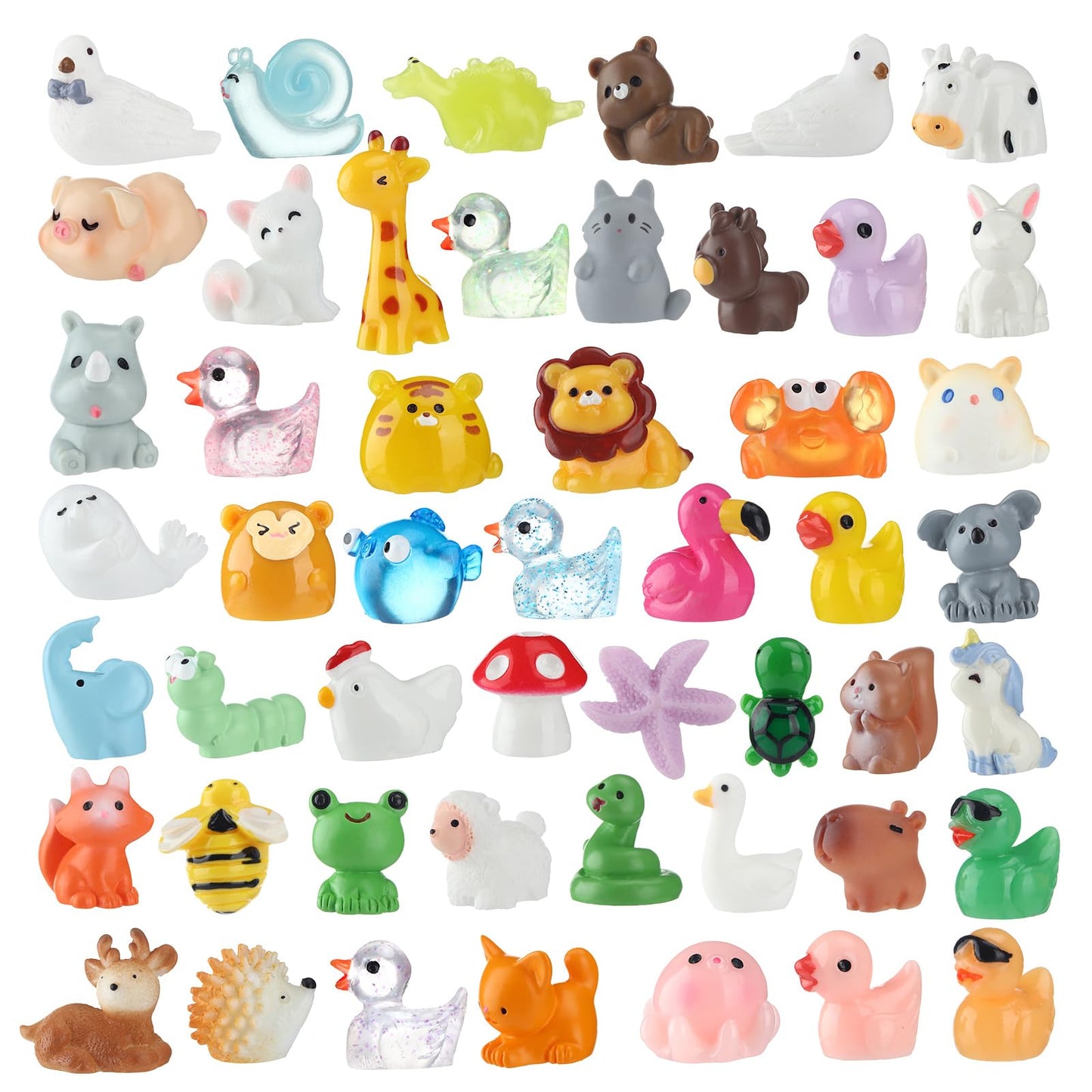 50 Pcs Mini Resin Animals Various Mini Animals Figurines For Farm Animal Figures,Dollhouse,Fairy House Garden,Micro Landscaping