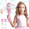 Cute Bubble Wand Machine For Kids,Automatic Electric Cartoon Musical Light Usb Rechargeable Bubble Maker With 2 Bubble Solutions