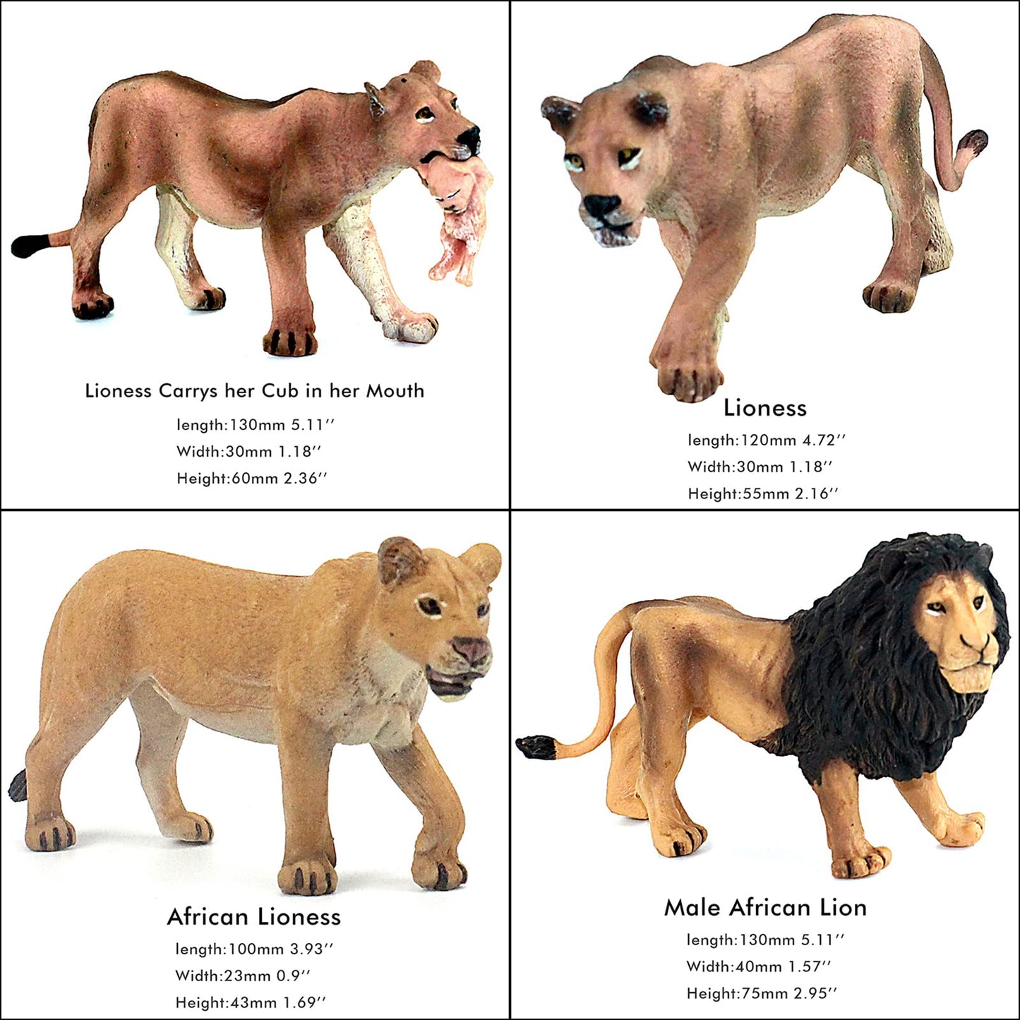 Funshowcase African Jungle Animals Toy Lions Figure Realistic Plastic Figurine Playset Lot 13-Piece