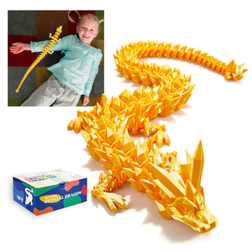 Meet Gladness 24 In 3D Printed Dragon, 24Inch Dragon,3D Dragon Toy,Large Dragon Present,Ariculated Crystal Dragon(Gold)