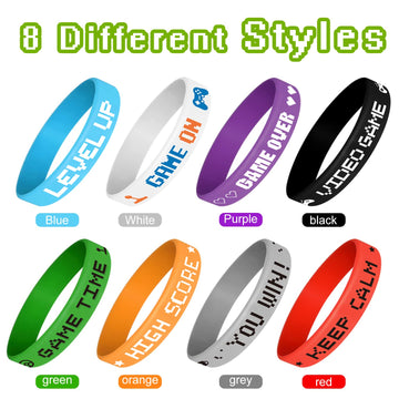 Astaron 32 Pieces Video Game Rubber Wristband Colored Bracelets For Game Theme Party Kids Birthday Party Favors