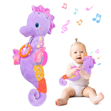 Fuzqq Baby Toys 0-6-12 Months,Infant Musical Stuffed Animals Soft Toy With Bright Colors,Crinkle Sound Paper, Multi-Textures & R