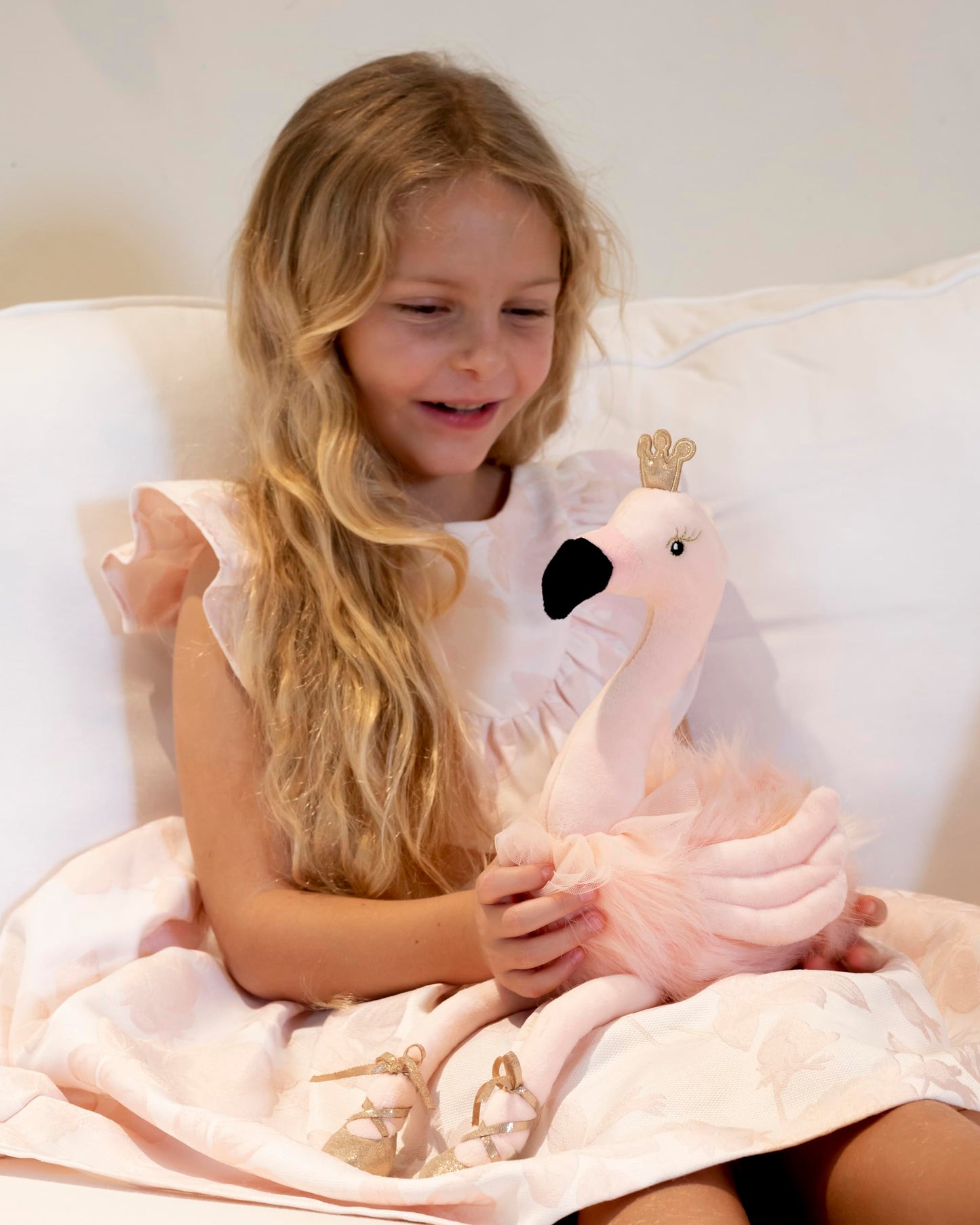 Laila and Lainey Plush Ballerina Flamingo Stuffed Animal 16.5 Inch Gold for Girls Birthday Gifts and Decor