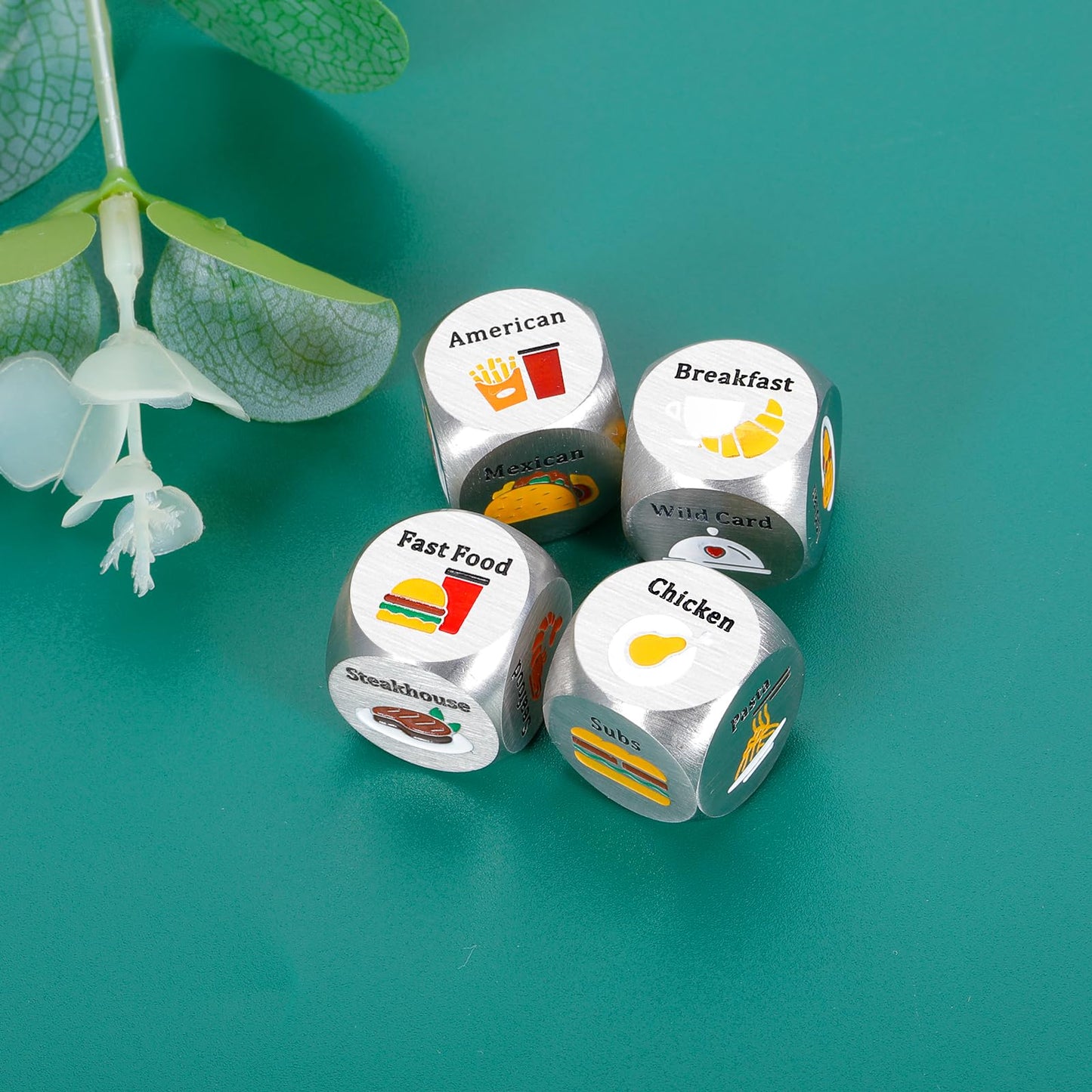 4 PCS Food Dice for Couples 50th 11th Anniversary Steel Gifts for Him Her Boyfriend Gifts from Girlfriend Bachelorette Gifts Bri