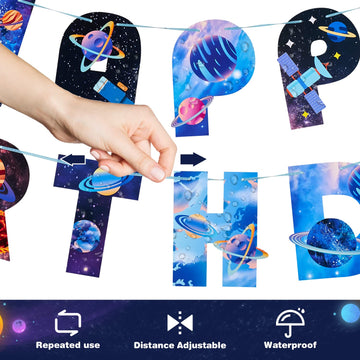 Sunbeauty 37Pcs Space Galaxy Birthday Decorations Space Themed Party Supplies Solar System Kit Outer Space Galaxy Party Party De
