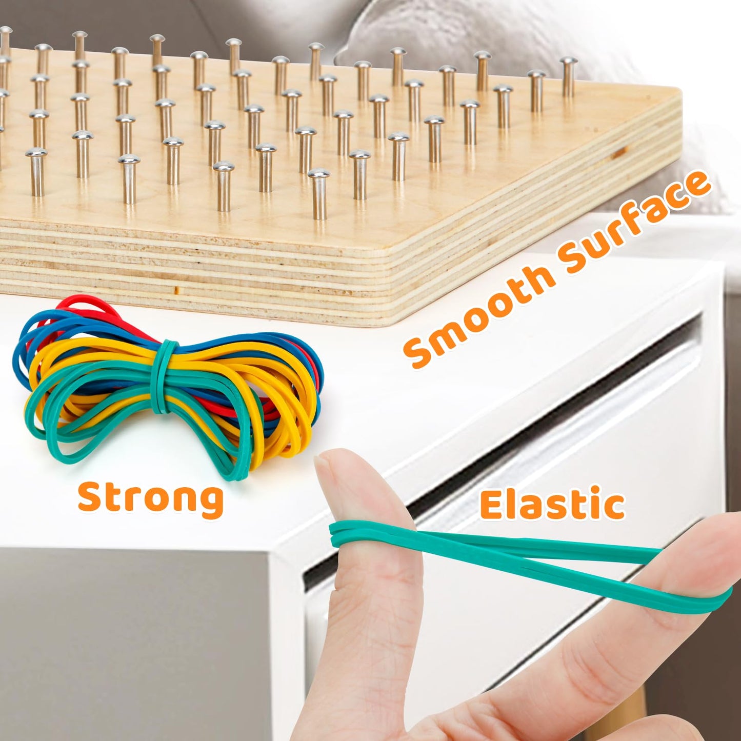 2Pack Wooden Geoboard,Montessori Toy,Graphical Mathematical Education Toy For Kids With Pattern Cards And Rubber Bands To Figure
