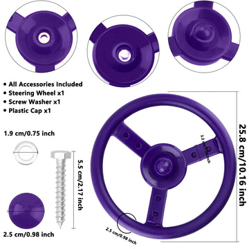 2 Pack Steering Wheel Playset Plastic Pirate Ships Wheel With Mounting Tools For Kids Playground Outdoor Gym (Purple, Orange)