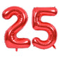 Toniful 40 Inch Large Red Number 25 Balloons Giant Digital 25 Or 52 Helium Balloons, Foil Mylar Big Number Balloons For 25Th Or