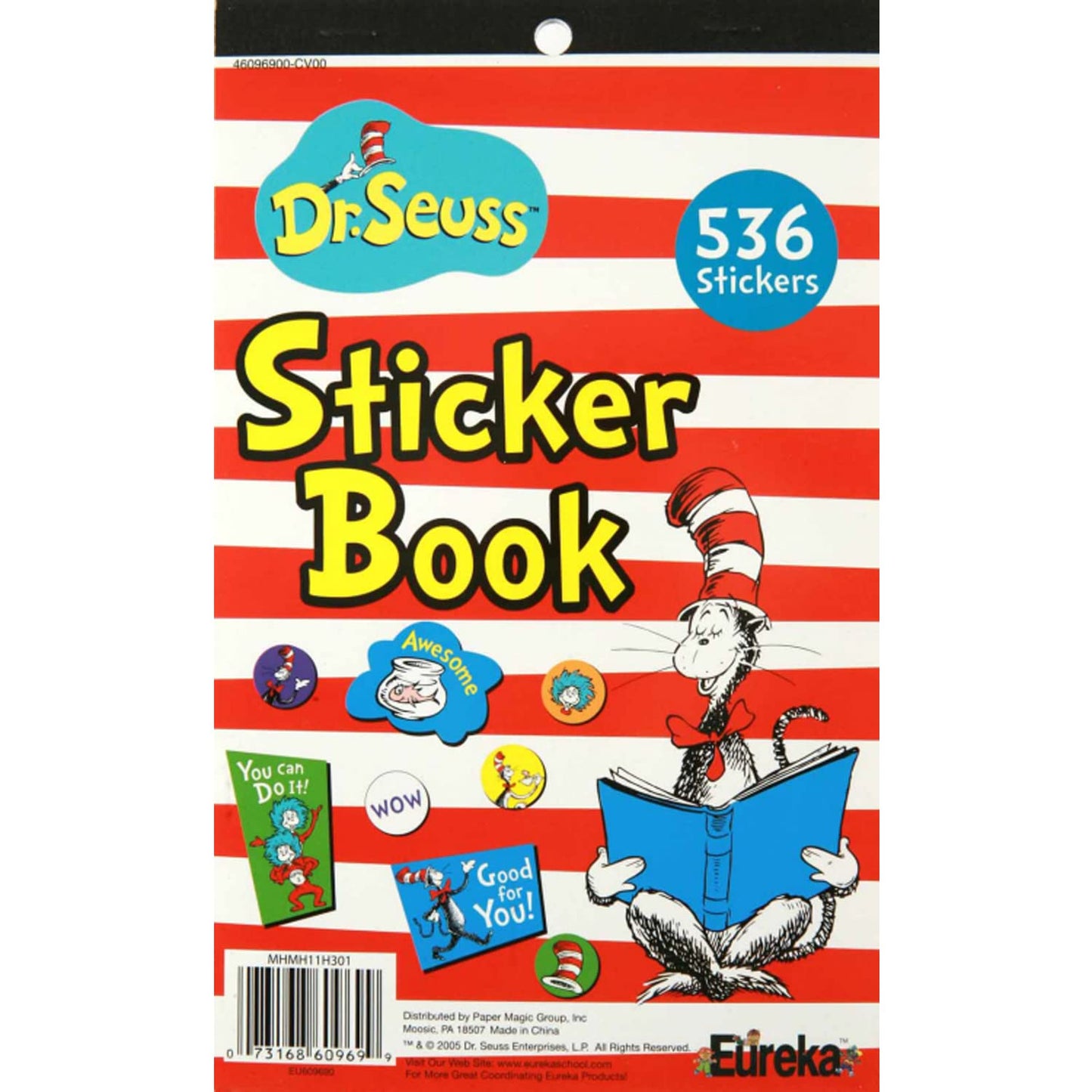 Eureka Educational Cat in The Hat Sticker Book for Classroom Decoration, 1pc