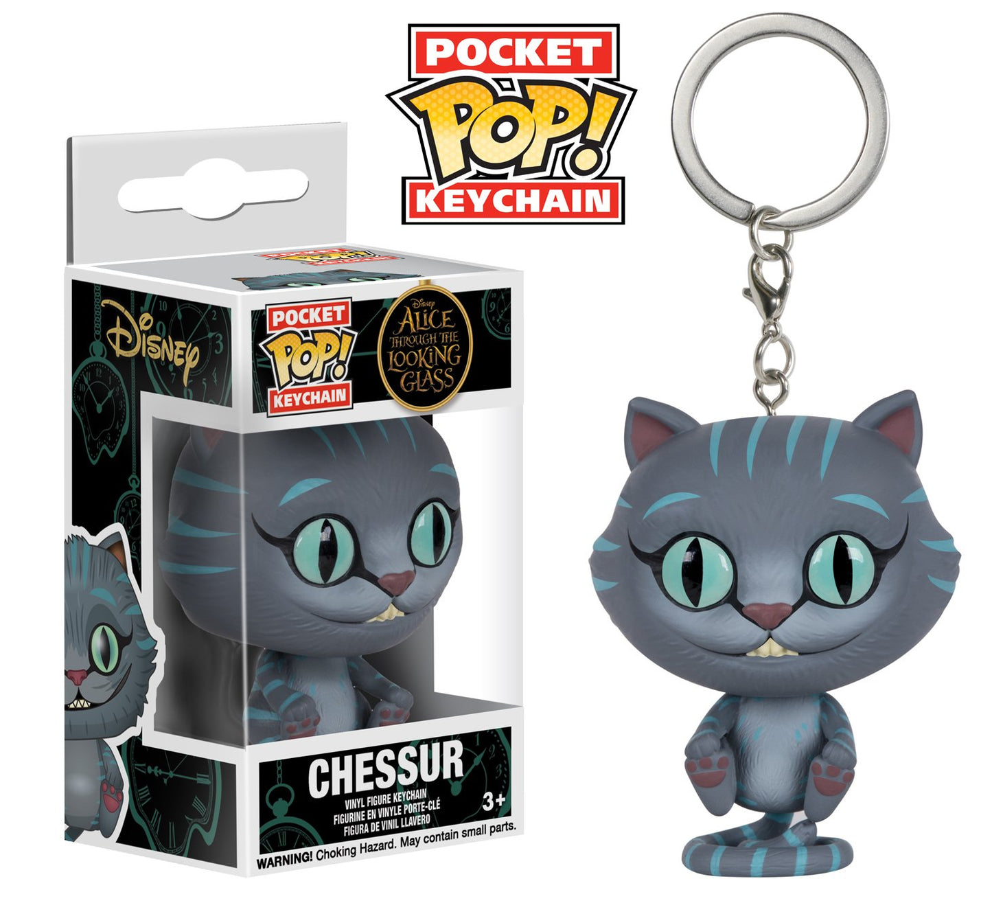 Funko POP Keychain Chessur Figure - Alice: Through The Looking Glass - White/Black/Pink Collectible Toy