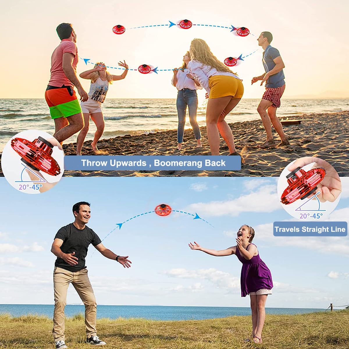 Flying Ifly Spinner, Fidget Spinner Flying Toys, Mini Fly UFO Hand Controlled Boomerang Drone, Cool Stuff Gadgets Gifts for Kids