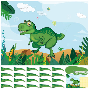 Neburora Pin The Tail On The Dinosaur With 24 Pcs Tails, Dinosaur Theme Party Games Dino Birthday Christmas Party Supplies