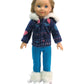 American Fashion World Blue Snowflake Pants Set for 14-Inch Dolls | enhanced Quality & Trendy Design | Dolls Clothes | Outfit Fashions for Dolls for Popular Brands