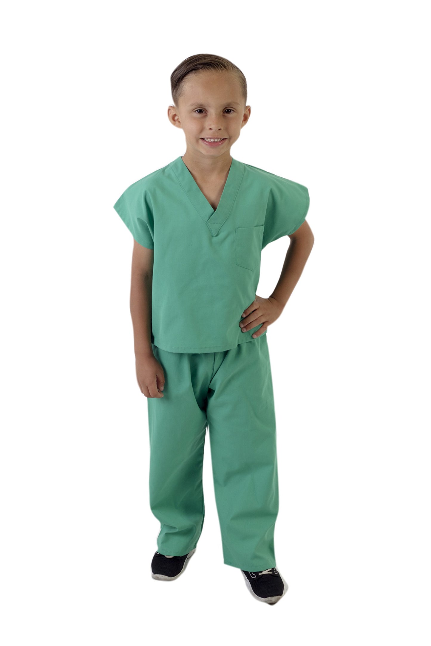 Natural Uniforms Childrens Scrub Set-Soft Touch-Role Play Costume Set (Surgical Green, 4)