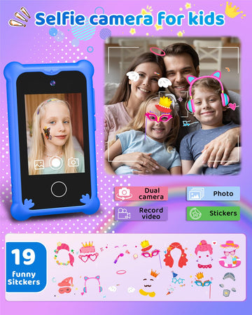 BESTOONE Upgrade Kids Phone Toys for 3 4 5 6 Year Old Girls and Boys, Toddler Emulated Touchscreen Smartphone with No Calls, No