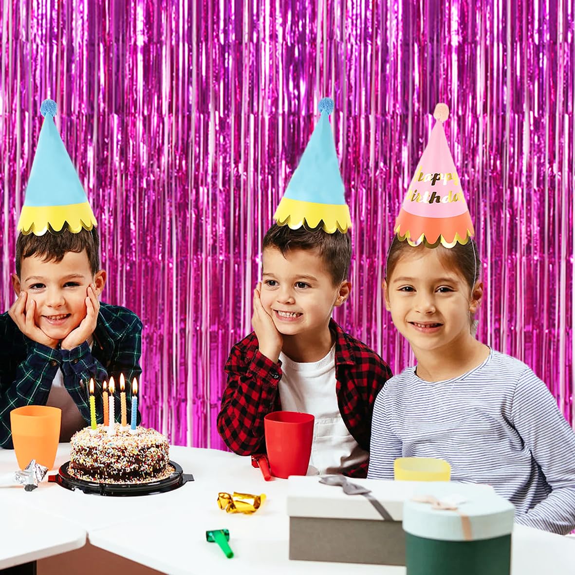 TONIFUL 3-Pack Door Streamers, Metallic Photo Booth Backdrop with Foil Fringe Curtain for Birthday, Bridal Shower, Bachelorette