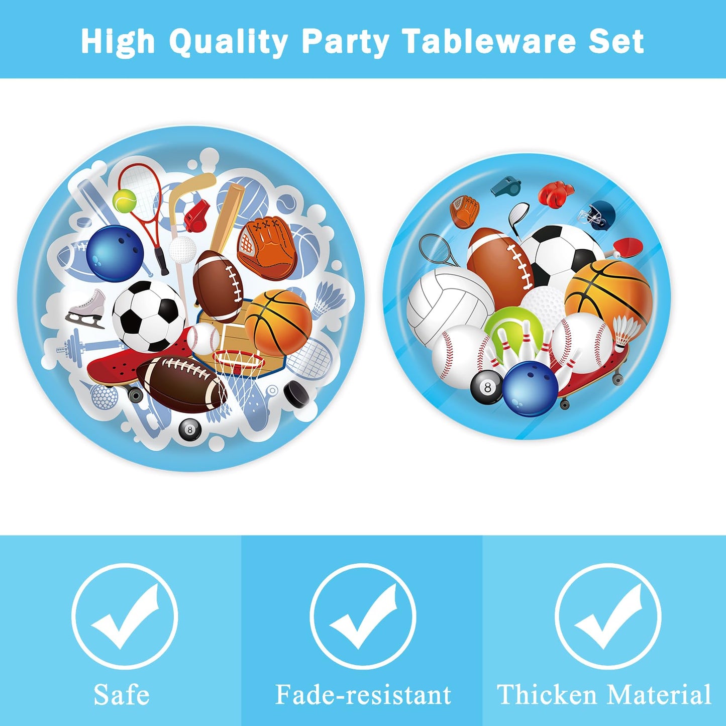 Bqk 96 Pcs Sports Themed Birthday Party Supplies Sports Birthday Party Decorations Sports Plates Sports Napkins Sports Party Sup