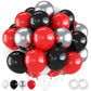 Red And Black Balloons, 60 Pcs Red Black And White Balloons Set With Metallic Silver Balloons, 12 Inch Red And Silver Balloons F