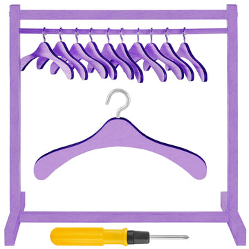 Civaner Doll Garment Rack With Wooden Clothes Hanger For 18 Inch Girl Doll Clothes Mini Hangers Wardrobe Furniture Accessories F