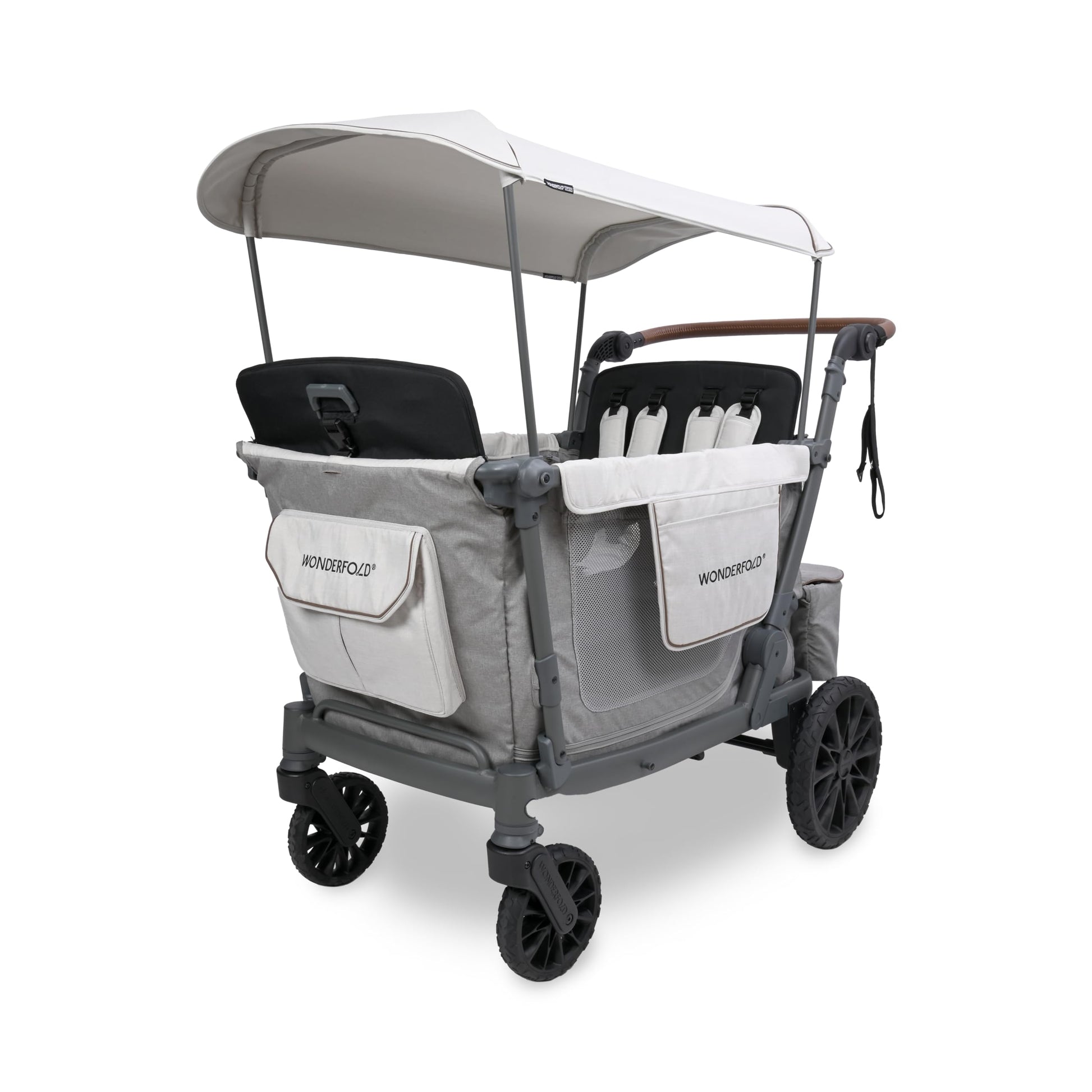 WONDERFOLD L4 Quad Stroller Wagon (4 Seater) - Collapsible Wagon Stroller with Seats with 5-Point Harnesses, Side Entrance, and 