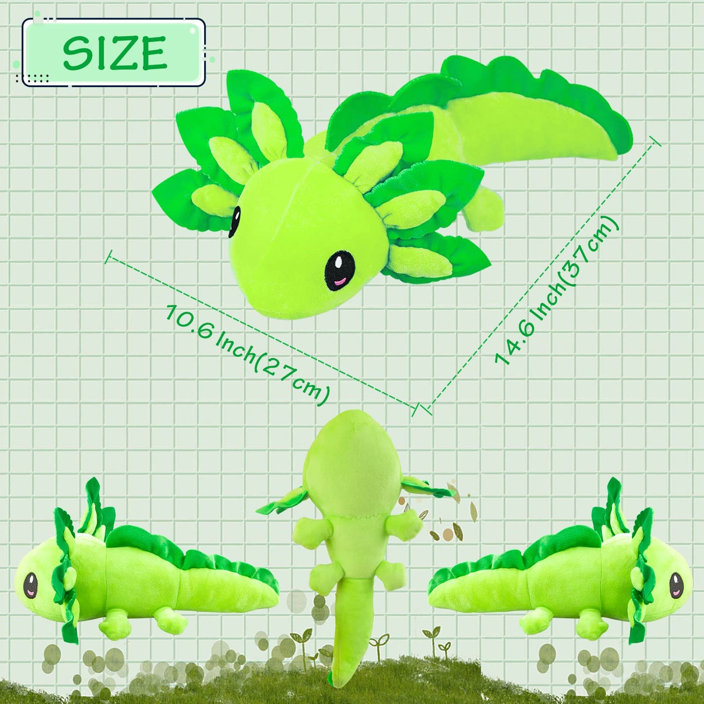 Zeklzd Axolotl Plush Toy,14'' Axolotl Stuffed Animal,Salamander Axolotl Plush Doll Gifts For Boys Girls Birthday Christmas, New
