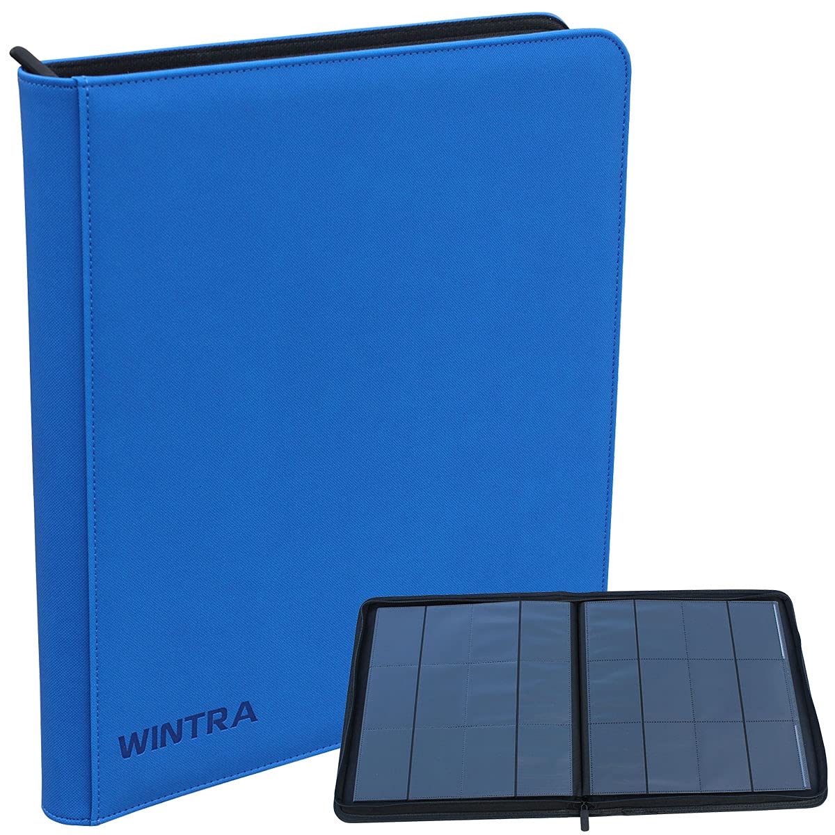Wintra 12 Pocket Blue Card Binder, Side Loading Trading Card Collectors Album, Premium Card Holder With 720 Pockets ,Compatible With All Standard Size Trading Cards And Sports Cards