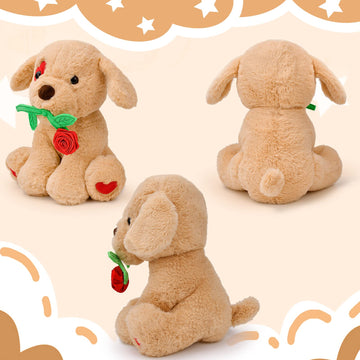 Valentines Day Gifts For Her Women Girlfriend Kids Funny Cute Plush Stuffed Animal Puppy Dog With Rose Gifts For Daughter Wife M