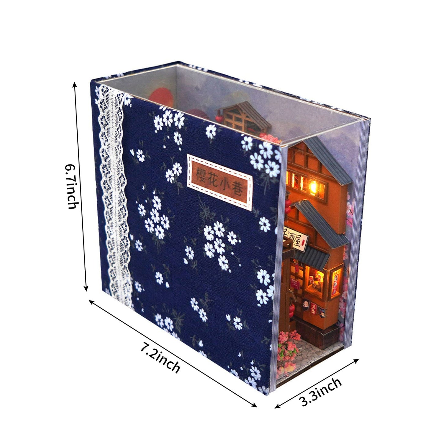 GuDoQi DIY Book Nook Kit  Dollhouse Wood Bookend  Booknook Bookshelf Insert  DIY Miniature Dollhouse Kit  Bookends Model Build for mature-themed  Gift for Birthday Easter Day  Sakura Japan Corner