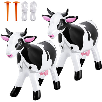 Liliful 2 Pcs 37 Inch Large Inflatable Cow Blow Up Farm Animals Christmas Western Birthday Party Decorations Decorative Inflatable Animals Gifts For Farm Birthday Pool Indoor Outdoor Party Supplies