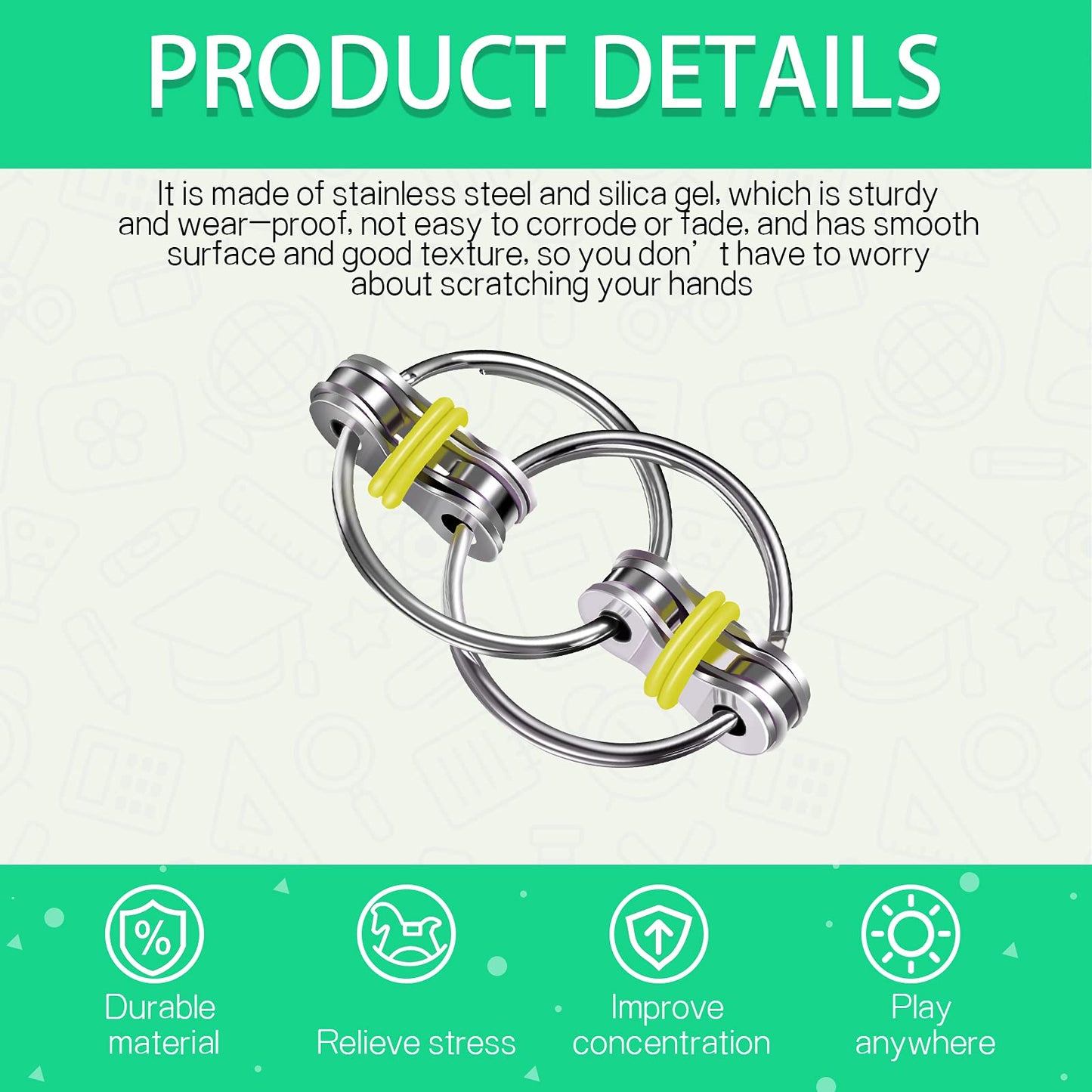 Zhanmai 15 Pieces Bike Chain Fidget Toy Flippy Finger Roller Chain Sensory Toy Handheld Ring Decompression Toy for mature-themeds Anxiety Stress Relief  6 Colors