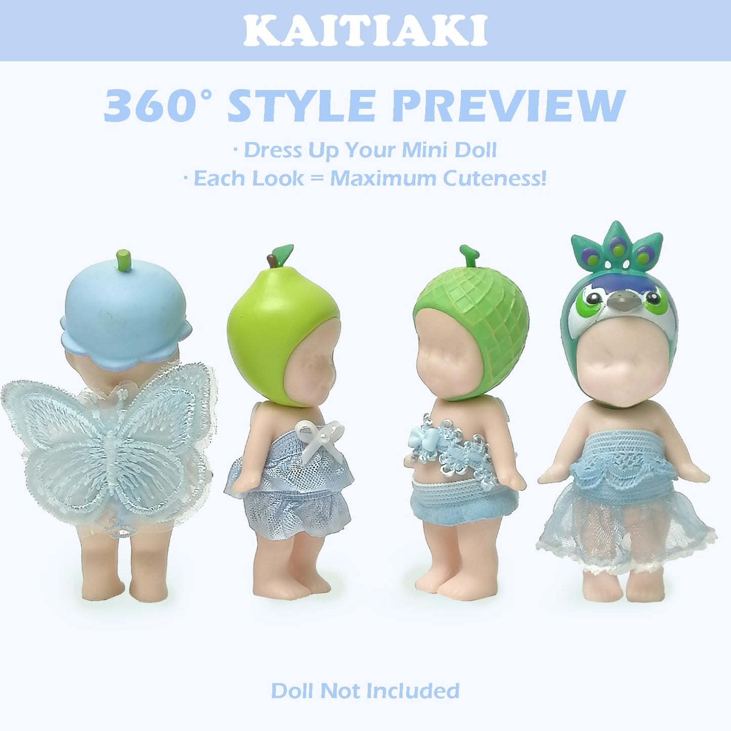 4 Sets Mini Doll Clothes for Sonny Angel  Tops and Skirts Fit for 3 Inch Collectible Dolls for mature-themed Collectors  Designed for Display and Decoration (Blueberry Fairy)