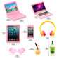 Enocht 9 Pack Small Size Laptop Computer Tablet Phone Pad Glasses And Headset Doll Playset Simulation Accessories For 11.5 Inch Doll (Pink)