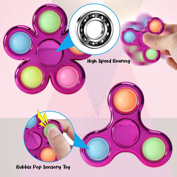 Jawhock 3 Pack Pop Fidget Spinner  Ideal Decompression Fidget Toys mature-themed Fidget Spinner for Relief  Goodie Bag Stuffers Return Gifts Birthday Party Favors Classroom Carnival Prize for Kids Boys Girls