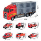 Temi Toddler Toys For 3 4 5 6 Years Old Boys, Die-Cast, Alloy Metal Emergency Fire Rescue Vehicle Transport Car / Truck Toys Set W/Play Mat For Age 3-9 Toddlers Kids Boys & Girls