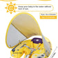 Kalolary Baby Pool Float with Canopy, Non-Inflatable Swim Trainer, Adjustable Strap, for 3-24 Months, Yellow Car