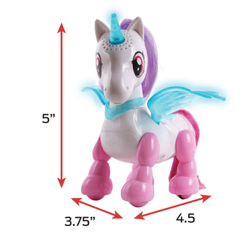 Nkok Usb Petbotz - Robo Unicorn, Rechargeable, Miniature, Interactive Pet Robot, Lights Up, Sound Activated, Makes Noises On Command, Comes With Necklace And Hair Brush, Usb Charger Included