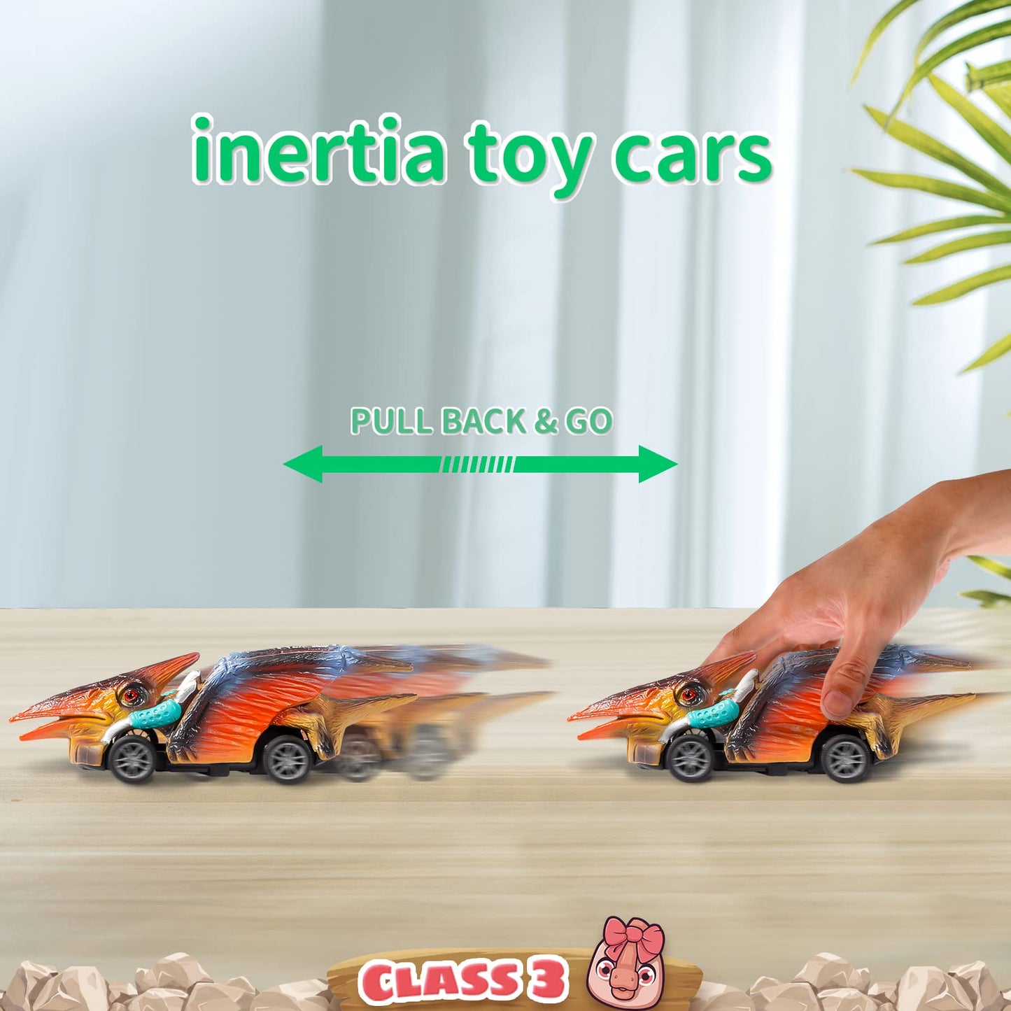 MAGICDINOSAUR 6 Pack Dinosaur Pull Back Car and Play Mat, Car Toys for Kids and Toddlers, Dinosaur Monster Trucks, Dinosaurio To